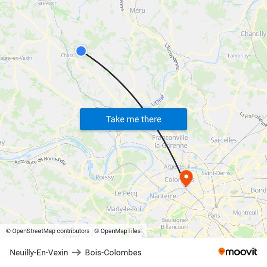 Neuilly-En-Vexin to Bois-Colombes map