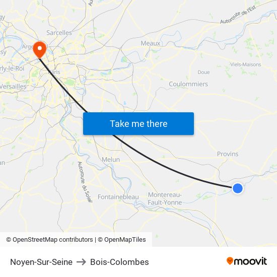 Noyen-Sur-Seine to Bois-Colombes map