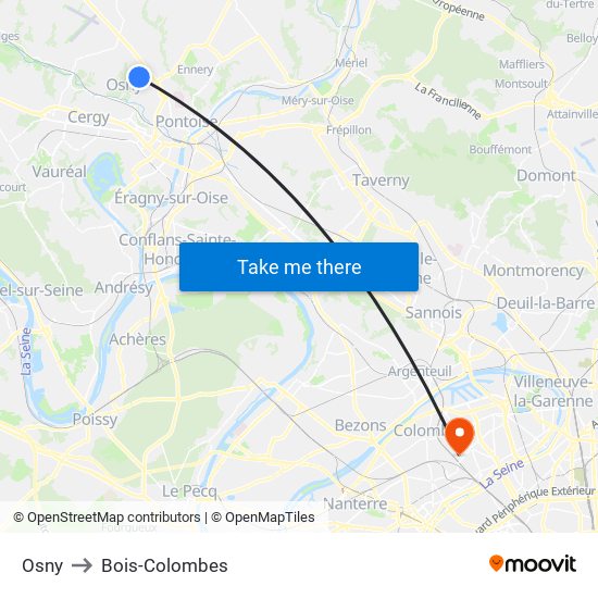 Osny to Bois-Colombes map