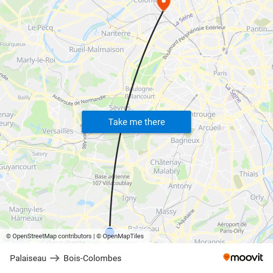 Palaiseau to Bois-Colombes map