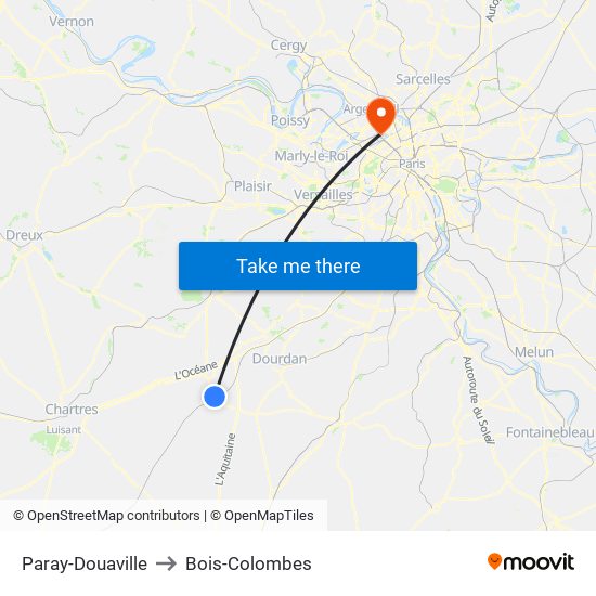 Paray-Douaville to Bois-Colombes map