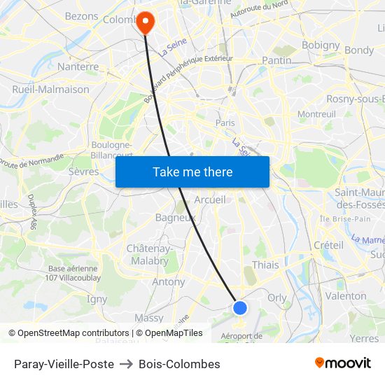 Paray-Vieille-Poste to Bois-Colombes map