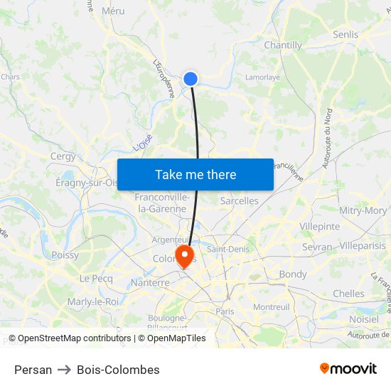 Persan to Bois-Colombes map