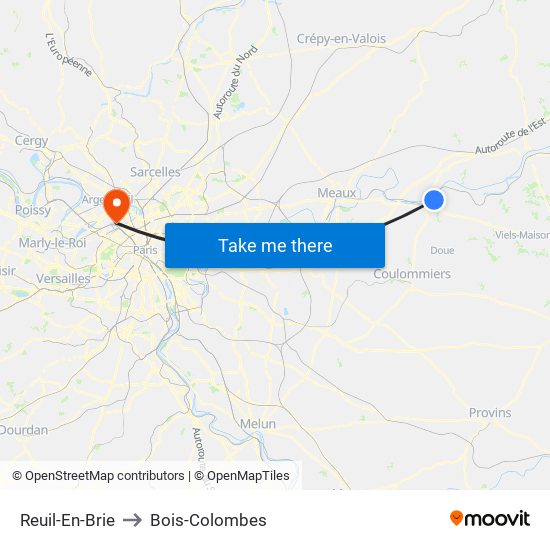 Reuil-En-Brie to Bois-Colombes map