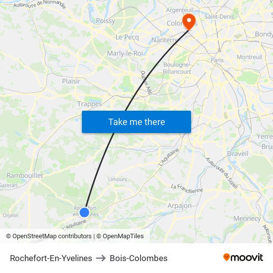 Rochefort-En-Yvelines to Bois-Colombes map