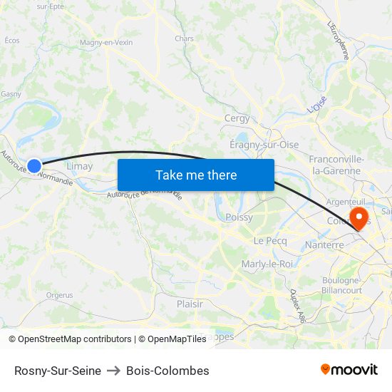 Rosny-Sur-Seine to Bois-Colombes map