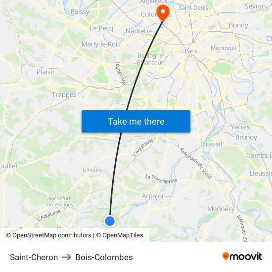 Saint-Cheron to Bois-Colombes map