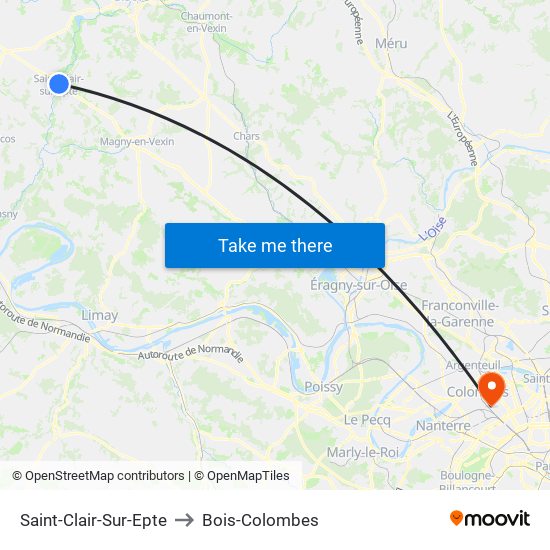 Saint-Clair-Sur-Epte to Bois-Colombes map