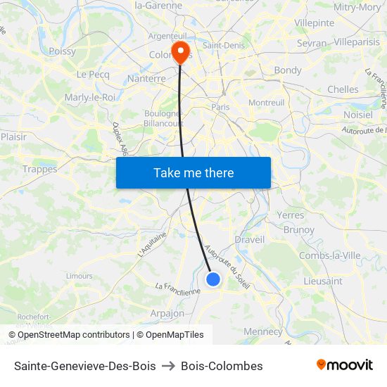 Sainte-Genevieve-Des-Bois to Bois-Colombes map