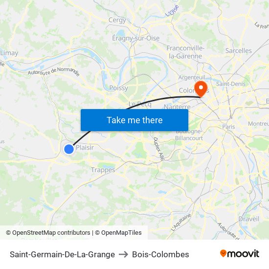 Saint-Germain-De-La-Grange to Bois-Colombes map