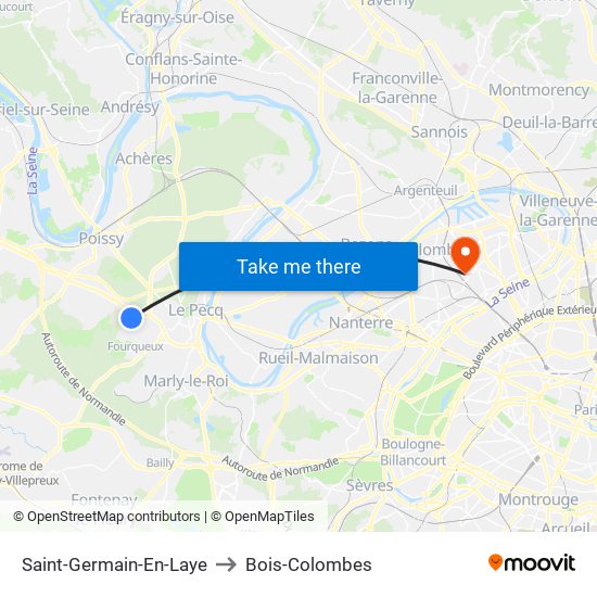 Saint-Germain-En-Laye to Bois-Colombes map