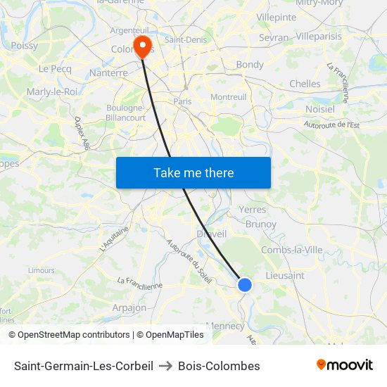 Saint-Germain-Les-Corbeil to Bois-Colombes map