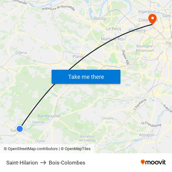 Saint-Hilarion to Bois-Colombes map