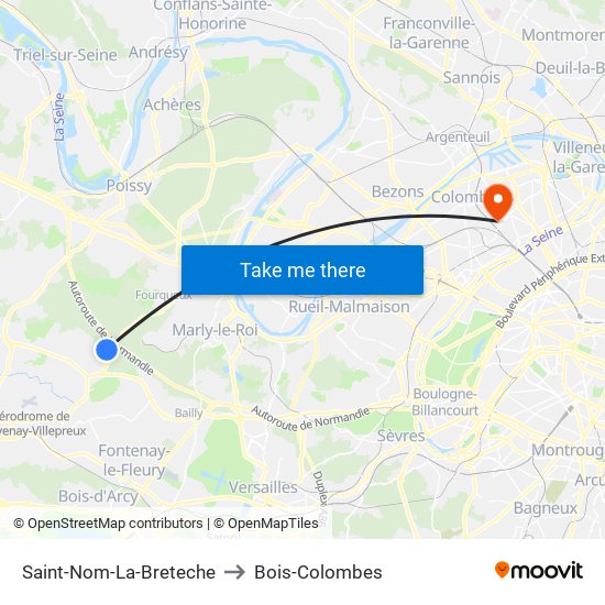 Saint-Nom-La-Breteche to Bois-Colombes map