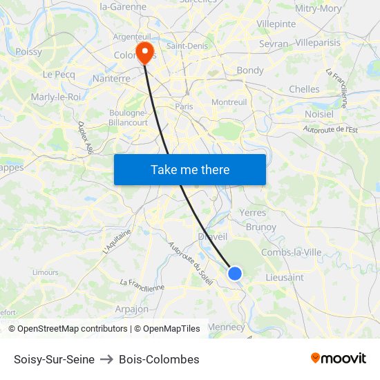 Soisy-Sur-Seine to Bois-Colombes map