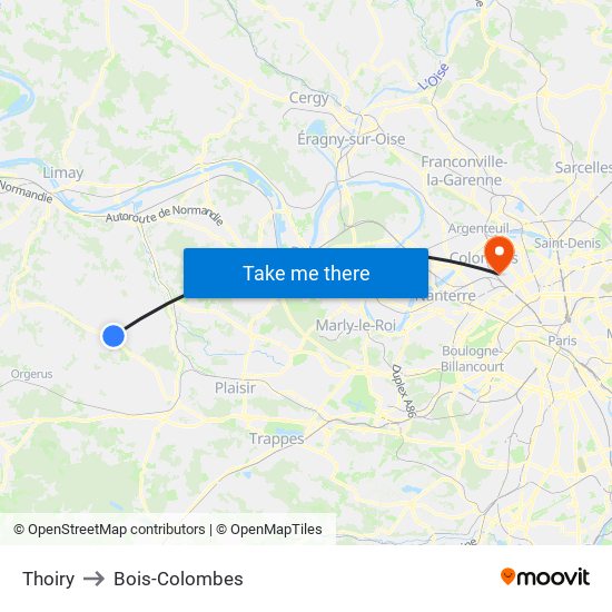 Thoiry to Bois-Colombes map