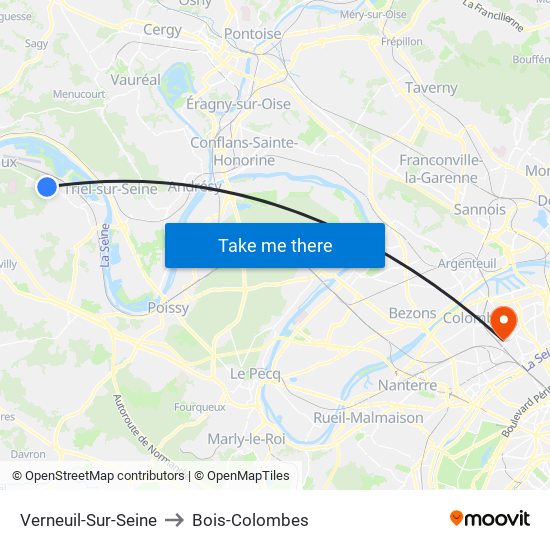 Verneuil-Sur-Seine to Bois-Colombes map