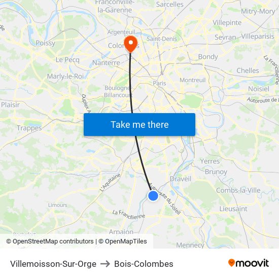 Villemoisson-Sur-Orge to Bois-Colombes map