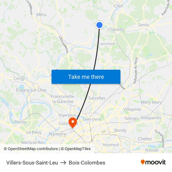 Villers-Sous-Saint-Leu to Bois-Colombes map