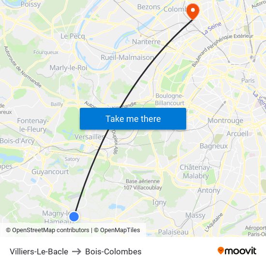 Villiers-Le-Bacle to Bois-Colombes map