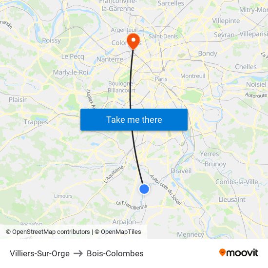 Villiers-Sur-Orge to Bois-Colombes map