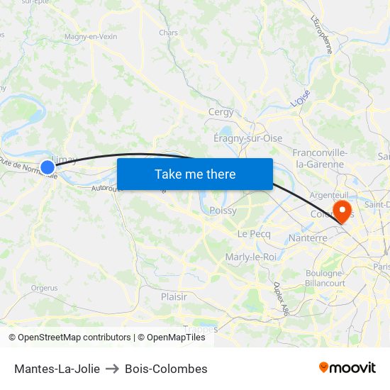 Mantes-La-Jolie to Bois-Colombes map