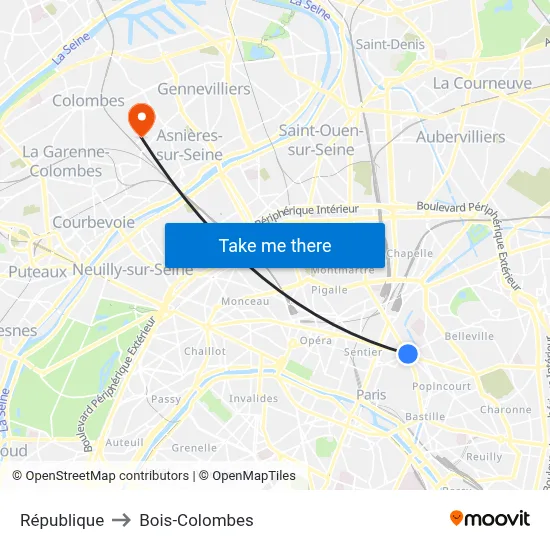 République to Bois-Colombes map