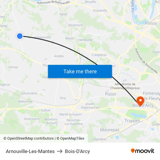 Arnouville-Les-Mantes to Bois-D'Arcy map