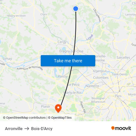 Arronville to Bois-D'Arcy map