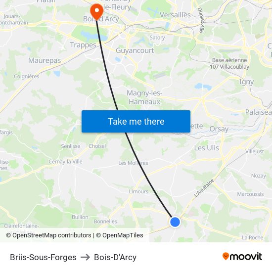 Briis-Sous-Forges to Bois-D'Arcy map