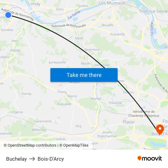 Buchelay to Bois-D'Arcy map