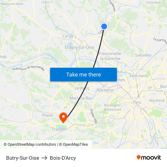 Butry-Sur-Oise to Bois-D'Arcy map