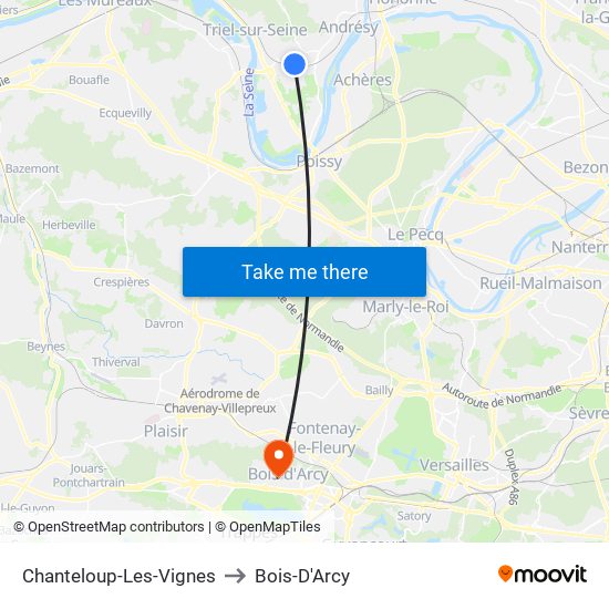 Chanteloup-Les-Vignes to Bois-D'Arcy map