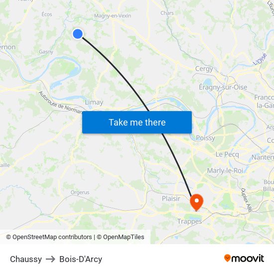 Chaussy to Bois-D'Arcy map