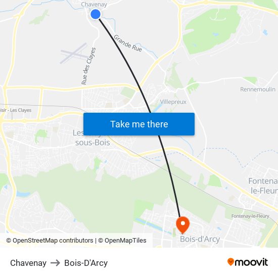 Chavenay to Bois-D'Arcy map