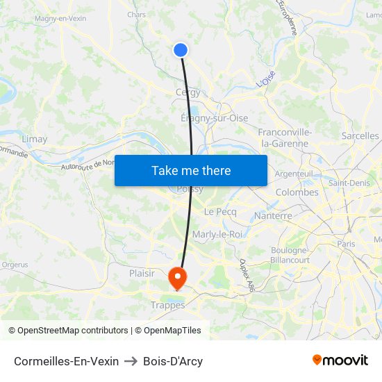 Cormeilles-En-Vexin to Bois-D'Arcy map
