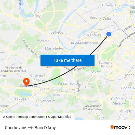 Courbevoie to Bois-D'Arcy map