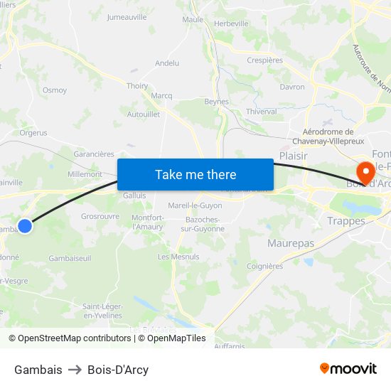 Gambais to Bois-D'Arcy map