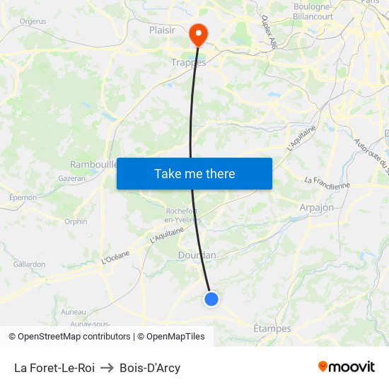 La Foret-Le-Roi to Bois-D'Arcy map