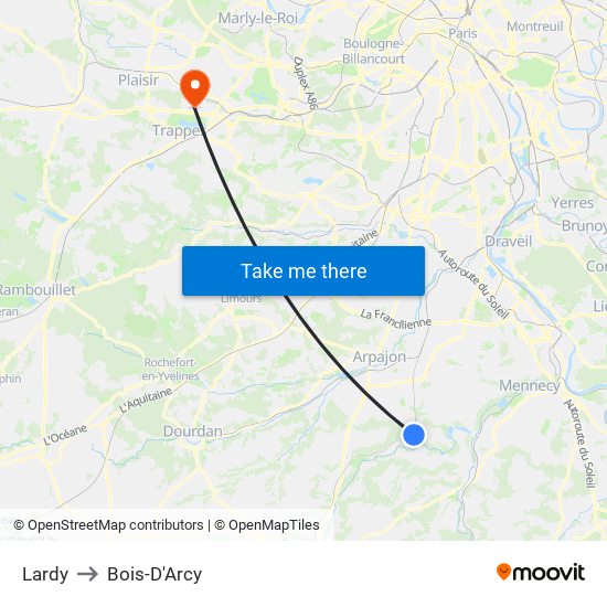 Lardy to Bois-D'Arcy map