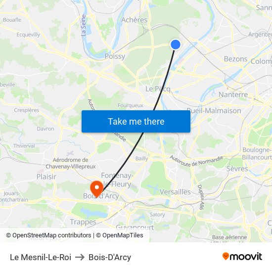 Le Mesnil-Le-Roi to Bois-D'Arcy map