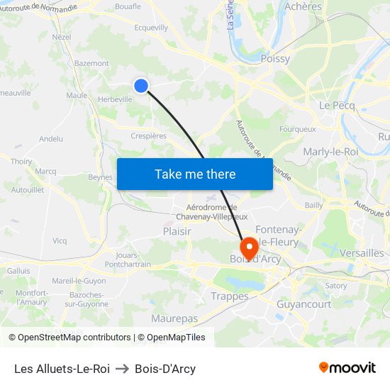 Les Alluets-Le-Roi to Bois-D'Arcy map