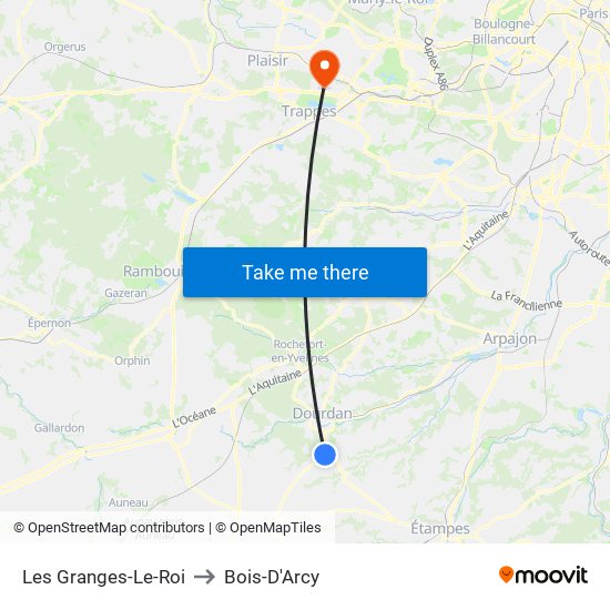 Les Granges-Le-Roi to Bois-D'Arcy map