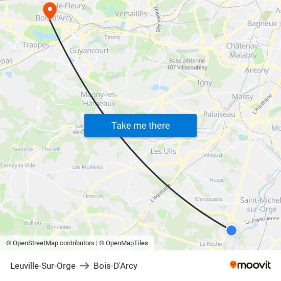 Leuville-Sur-Orge to Bois-D'Arcy map