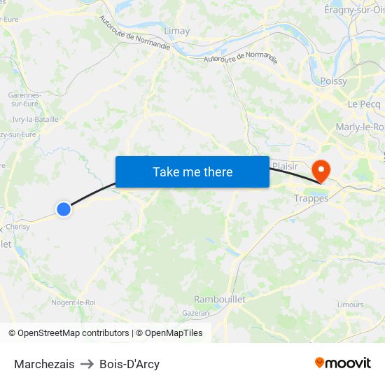 Marchezais to Bois-D'Arcy map