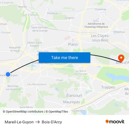 Mareil-Le-Guyon to Bois-D'Arcy map