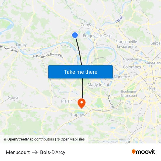 Menucourt to Bois-D'Arcy map