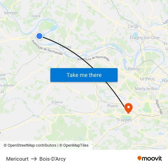 Mericourt to Bois-D'Arcy map