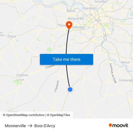 Monnerville to Bois-D'Arcy map
