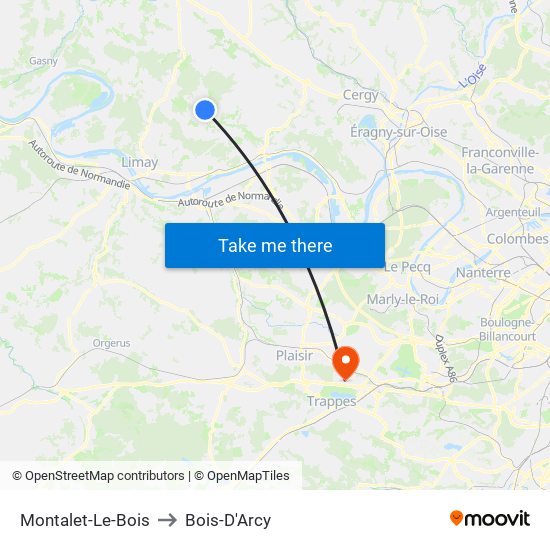 Montalet-Le-Bois to Bois-D'Arcy map